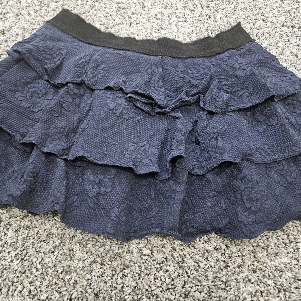 Elegant Navy Blue Floral Skirt